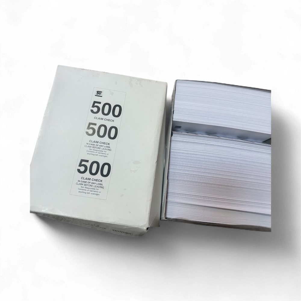 Claim Check & Coat Room Ticket Inventory – 500 Count Triplicate Sets (White)
